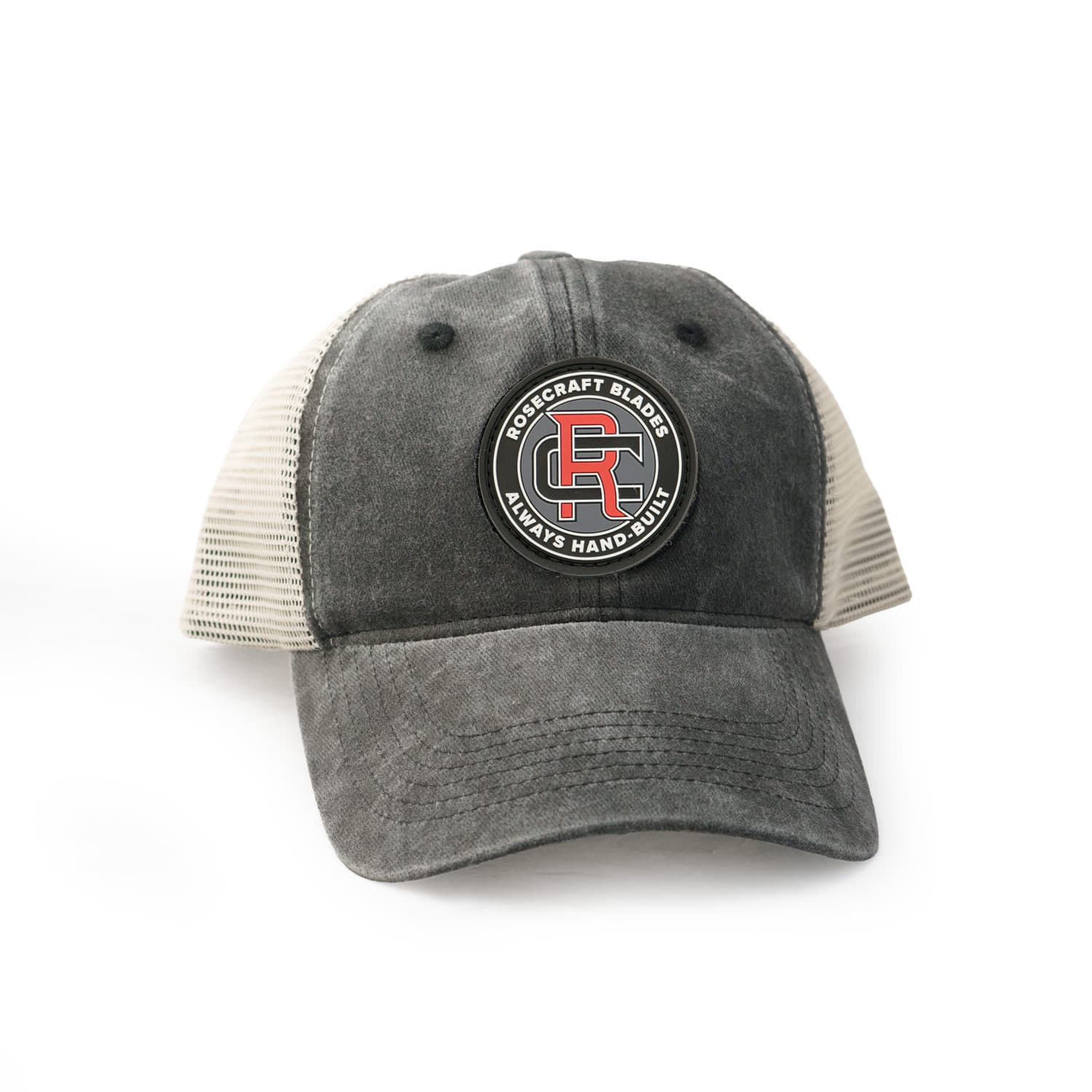 RoseCraft Trucker Cap with Hand-Built Black Patch RCXHP07
