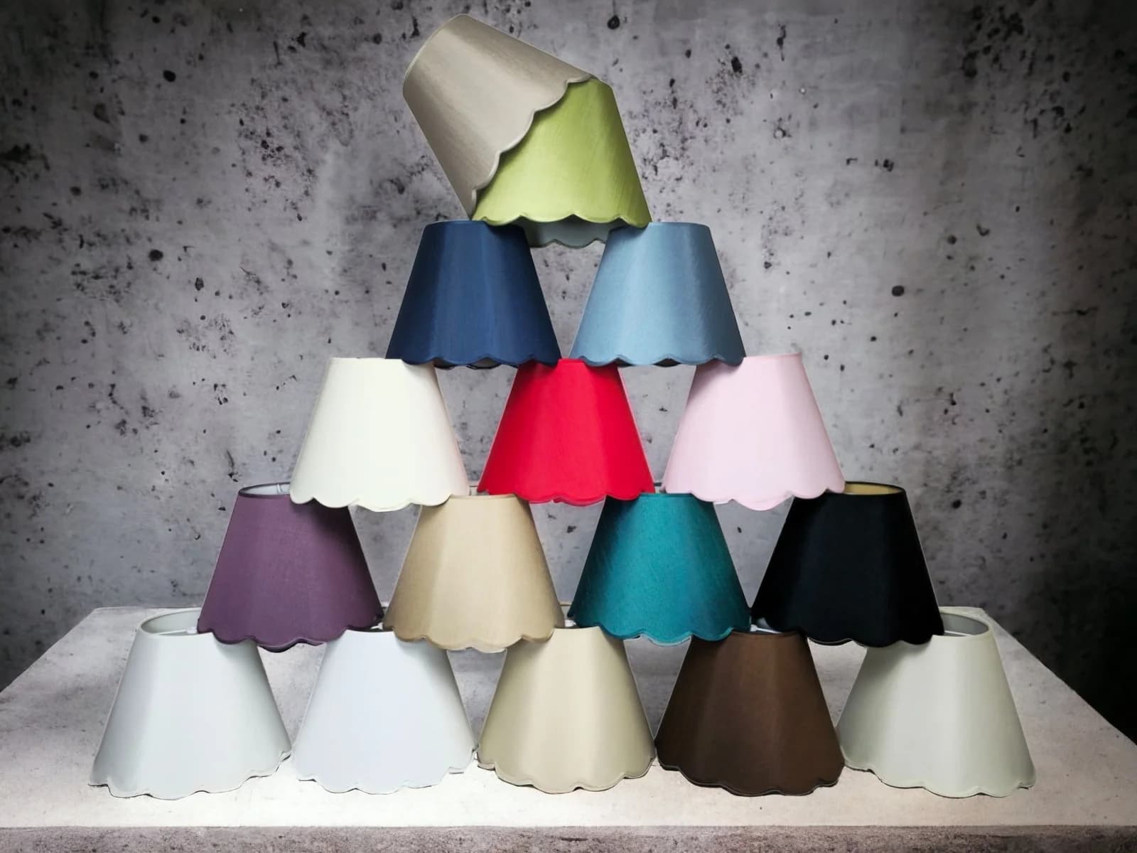 Royal Designs, Inc. Set of 2 Lamp Shades, Deep Empire Scalloped Bottom Design, 16 Vibrant Colors with Lamp Harp Included