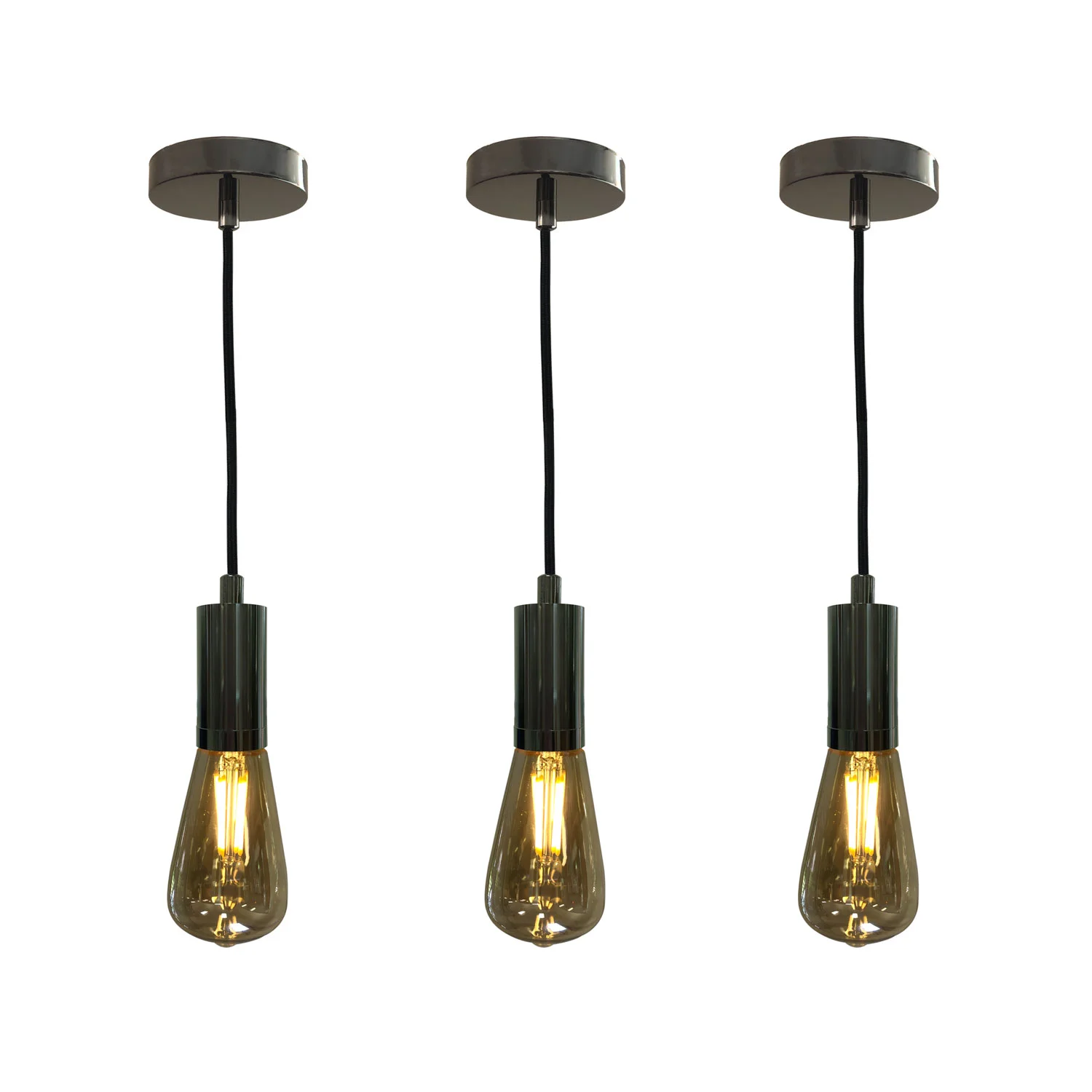 Hanging Pendant Lighting, Keyless Cylinder-Shaped Pendant Light Socket and Canopy - thumbnail 2