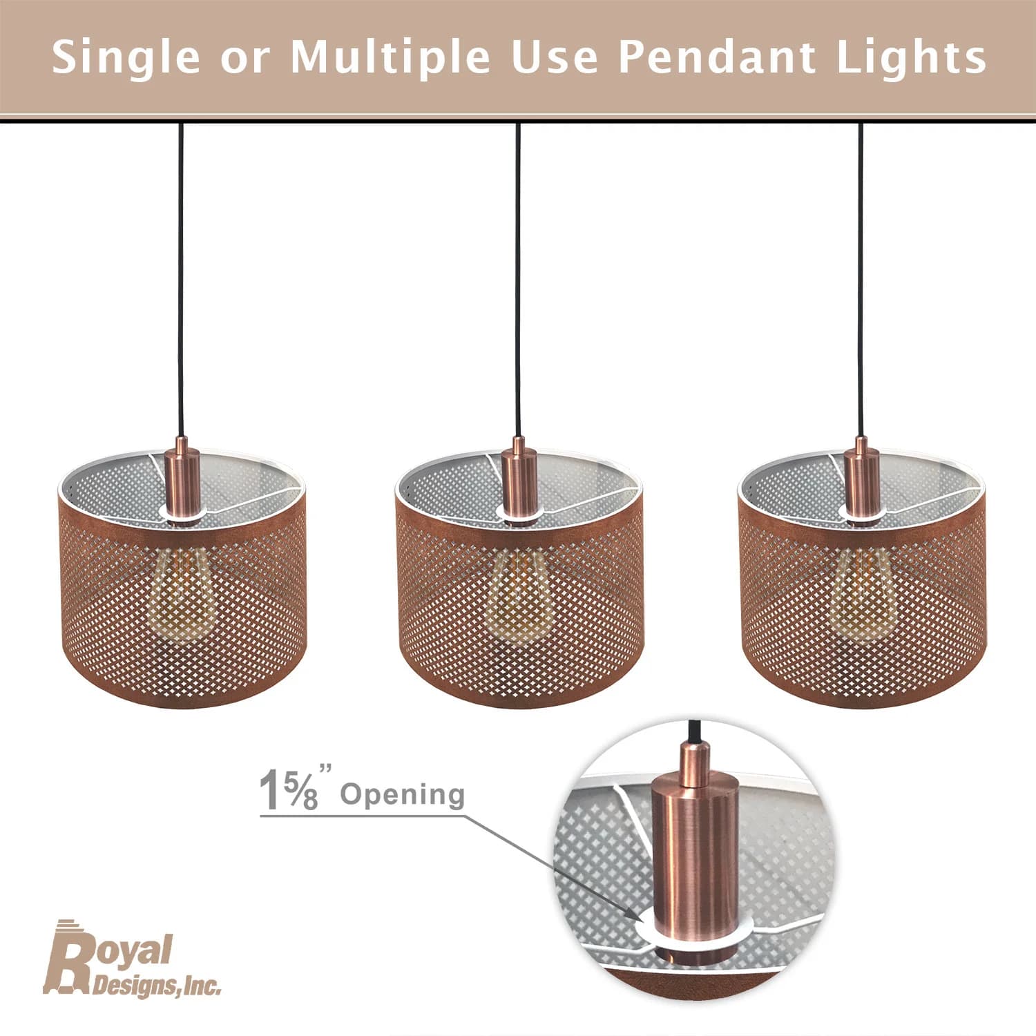 Hanging Pendant Lighting, Keyless Cylinder-Shaped Pendant Light Socket and Canopy - thumbnail 9