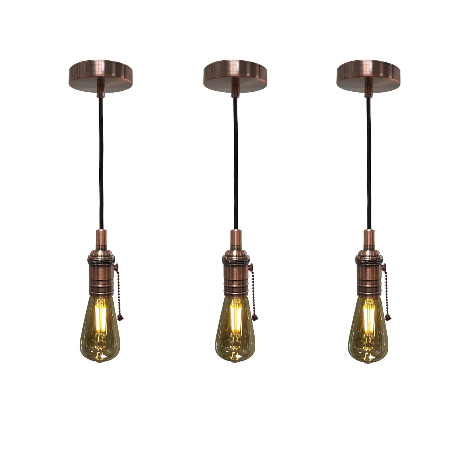 Hanging Pendant Lighting, Vintage-Style Pull Chain Pendant Light Socket and Canopy - thumbnail 2