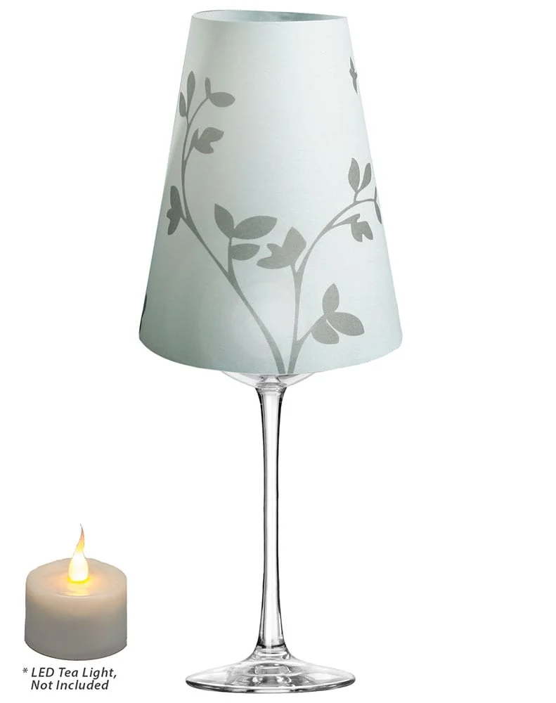 Royal Designs Flower Sprout Silhouette Vellum  Paper Wine Glass Tea Light Lampshade – Party Centerpiece – Set of 20