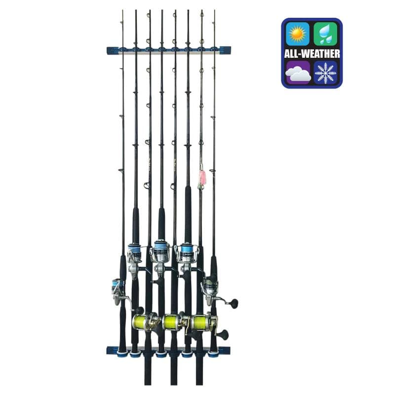 All-Weather 8-Rod ABS Wall or Ceiling Fishing Rod Rack