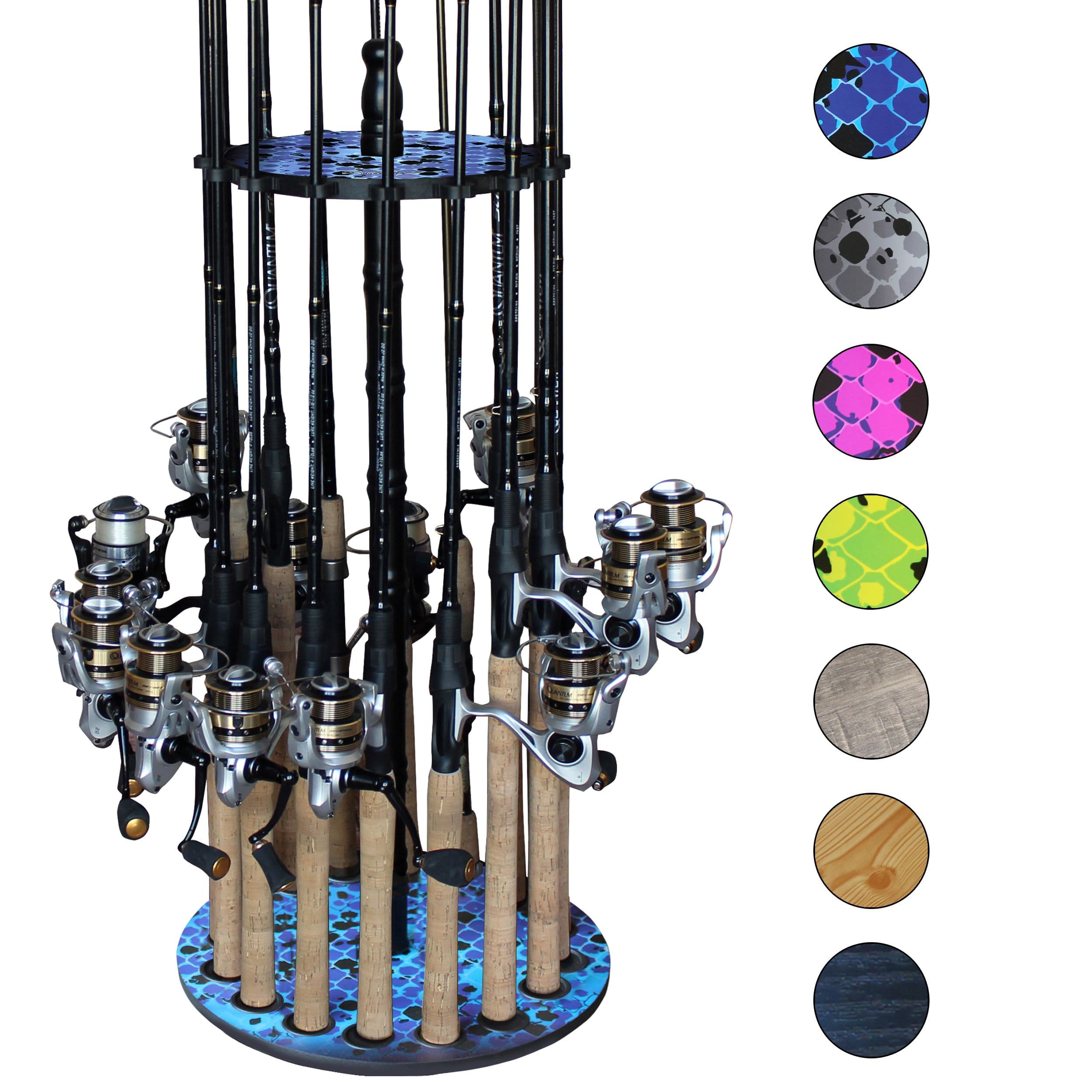 16-Rod Round Freshwater Fishing Rod Storage Rack