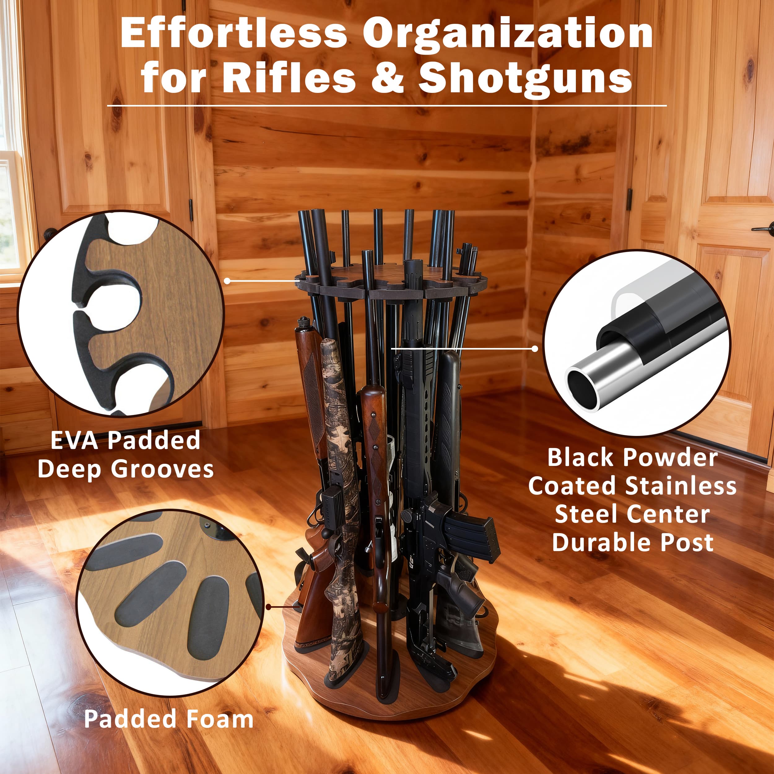 Adjustable Height Rotating 12-Gun Storage Rack - thumbnail 3