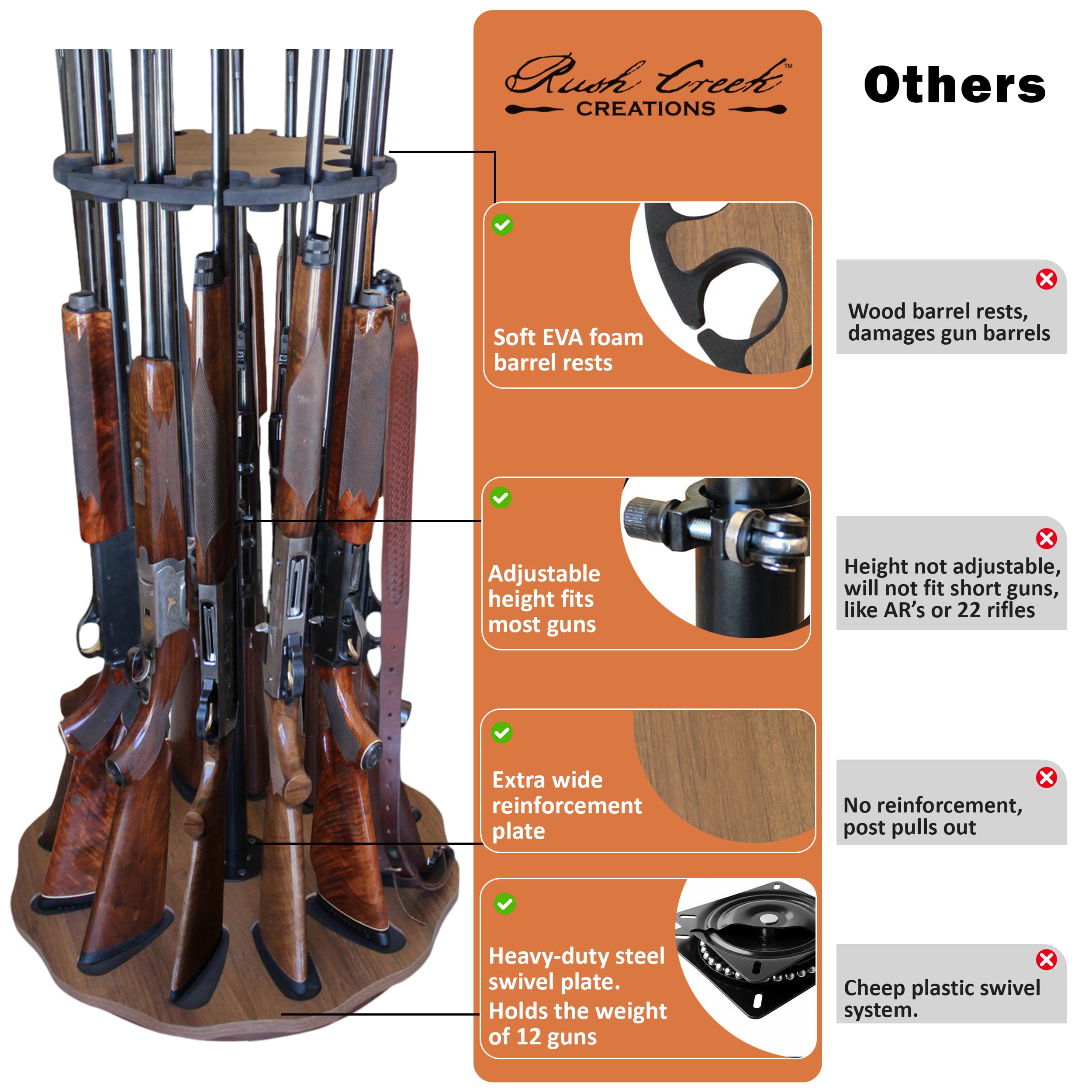 Adjustable Height Rotating 12-Gun Storage Rack - thumbnail 6