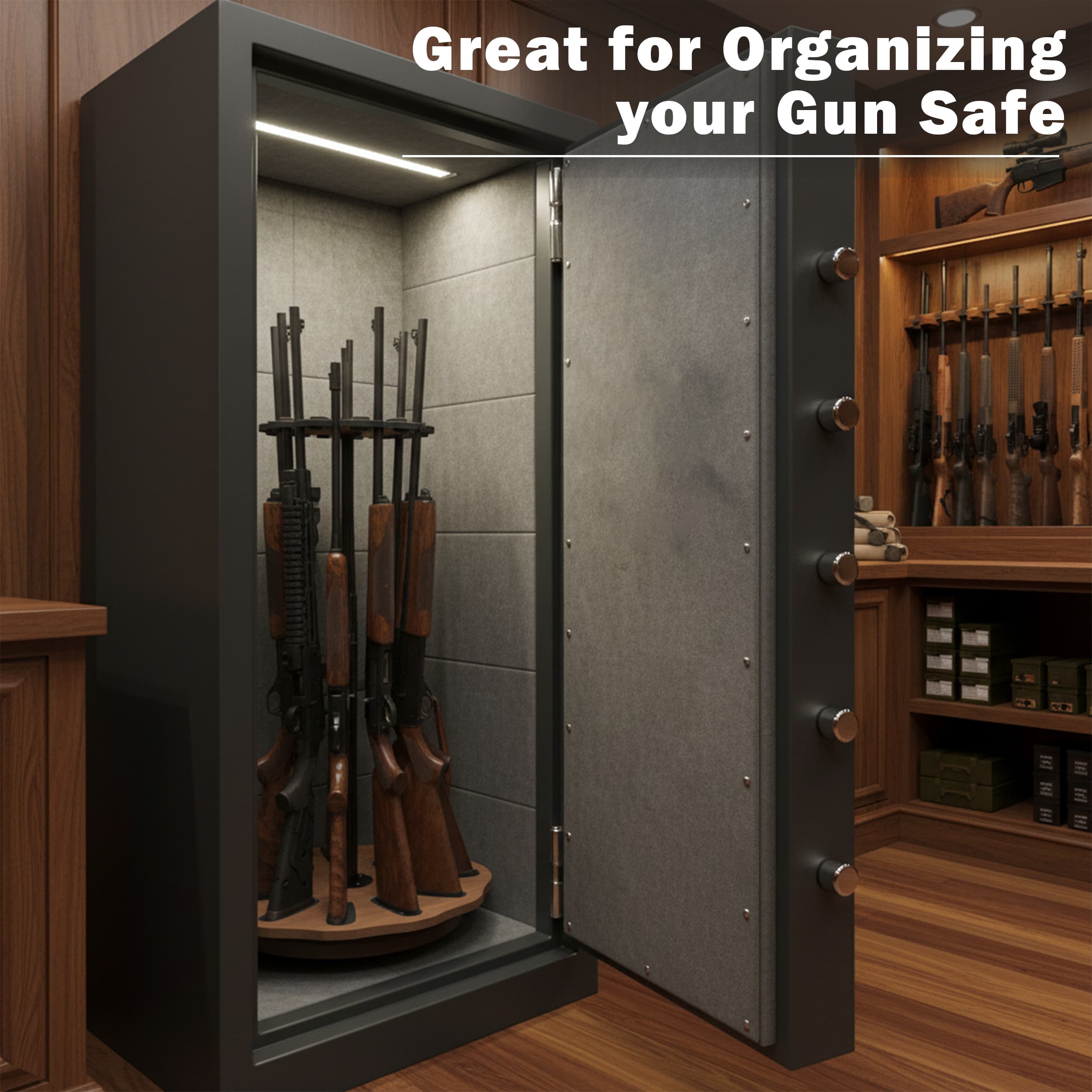 Adjustable Height Rotating 12-Gun Storage Rack - thumbnail 7