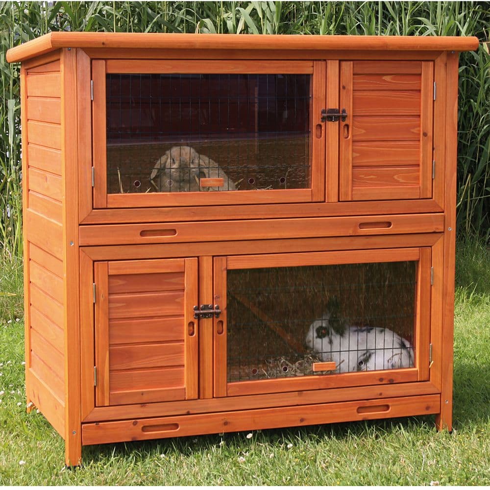 TRIXIE 2-Story Insulated Rabbit Hutch - Outdoor Small Pet Cage