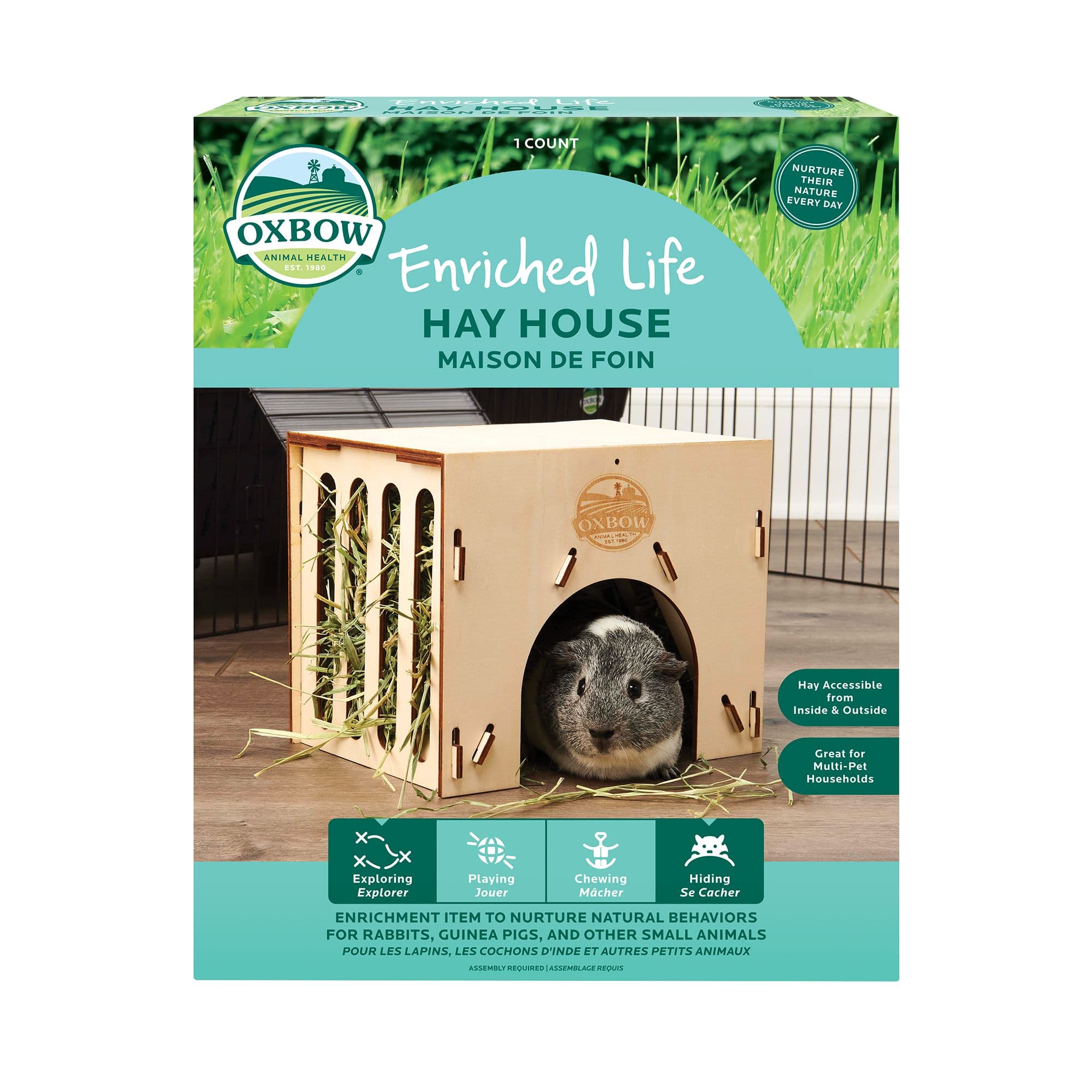 Oxbow Enriched Life Hay House Small Pet Hay Feeder & Hideout