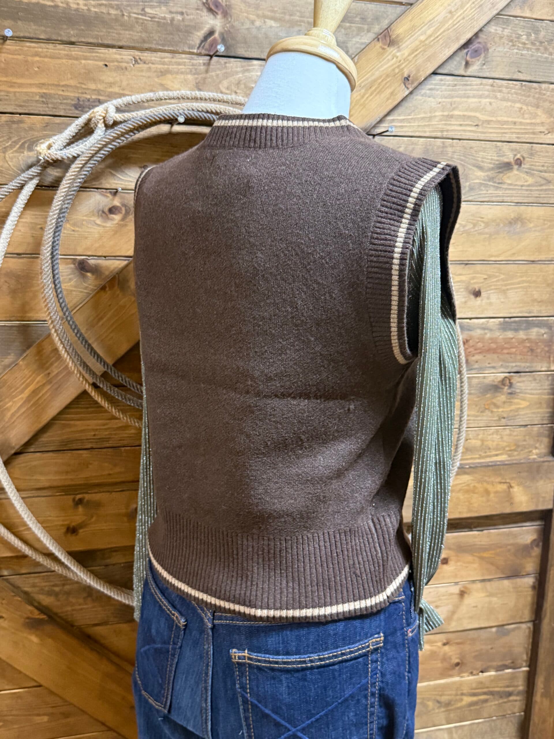 Womens Ariat Sweater Vest-Coffee Boot Stitch - thumbnail 3