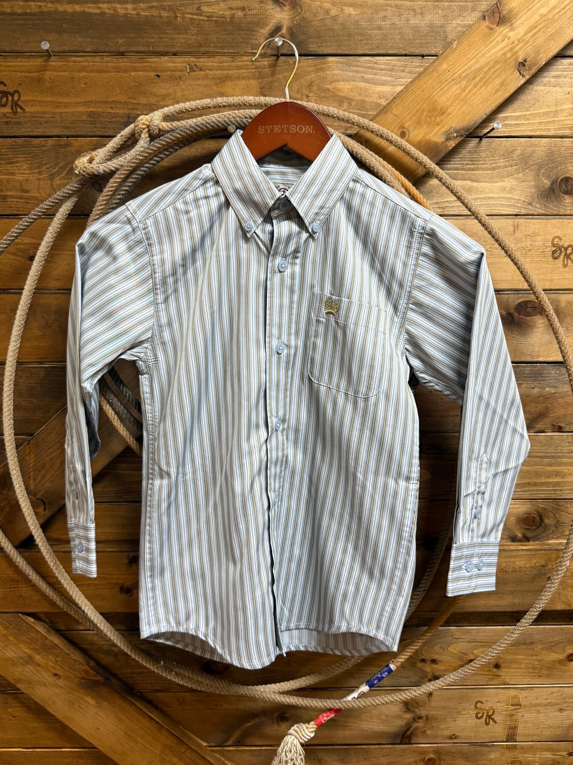 Boys Cinch Classic L/S Button Down-Light Blue Stripe