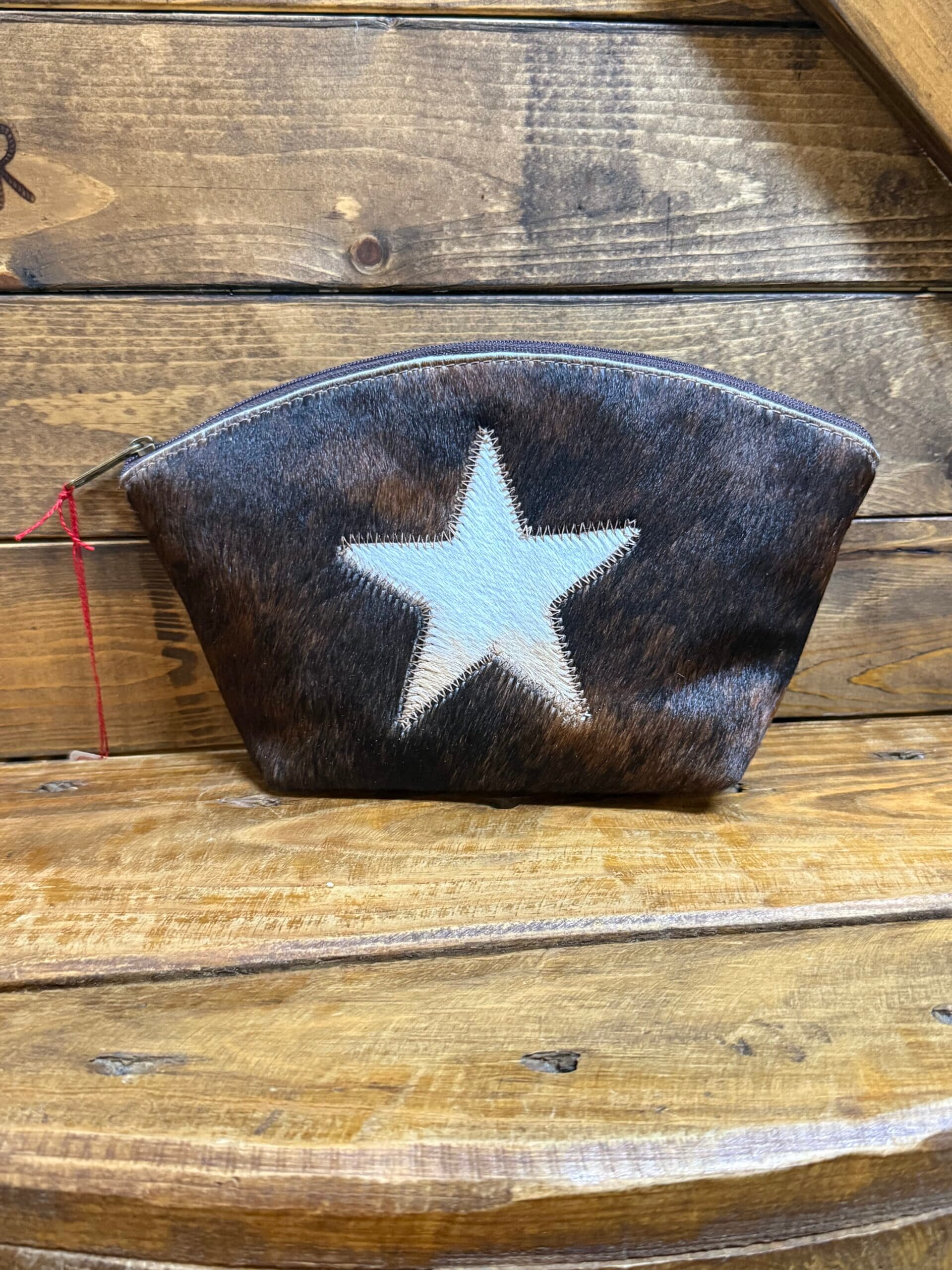 Half Moon Hair On Hide Zipper Bag-Star