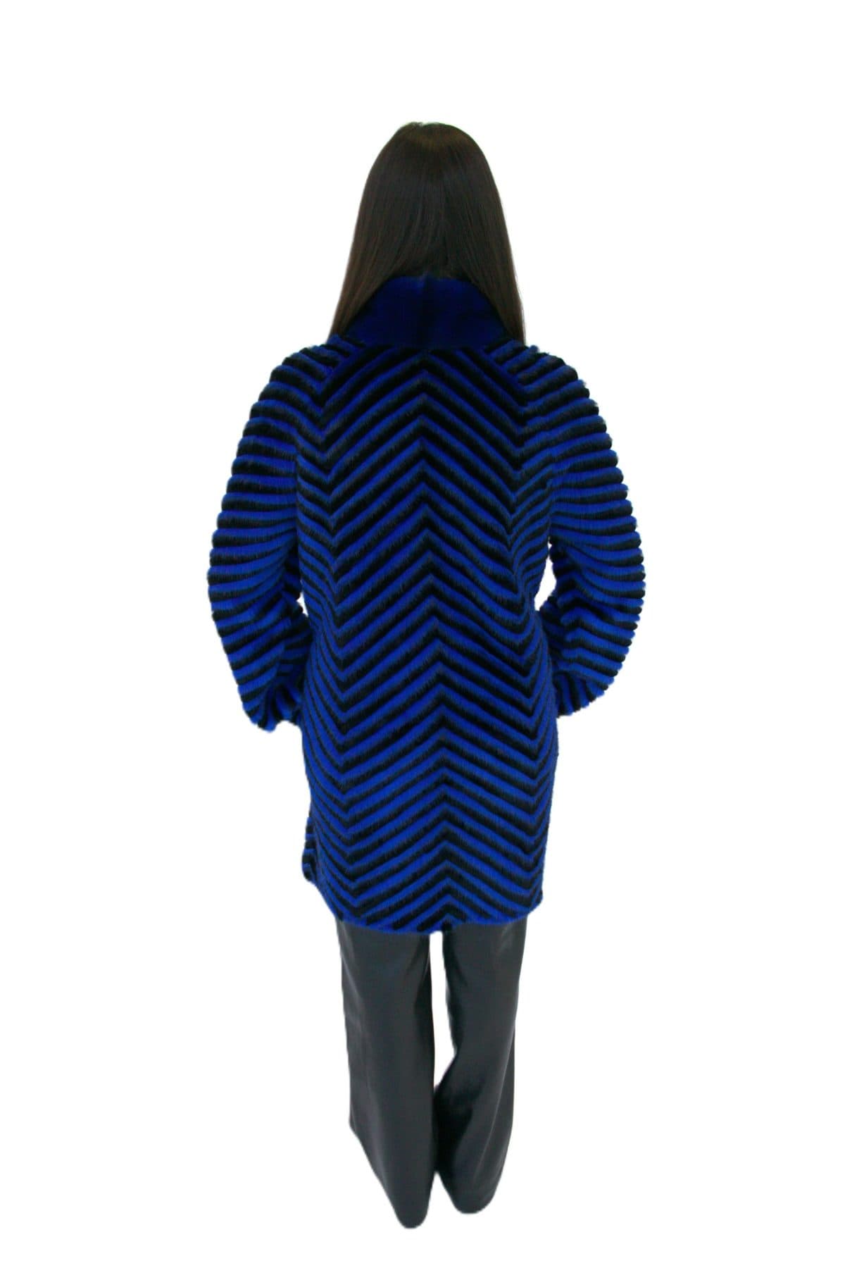 Dyed Blue & Black Rex Rabbit with Mink Stroller - thumbnail 3