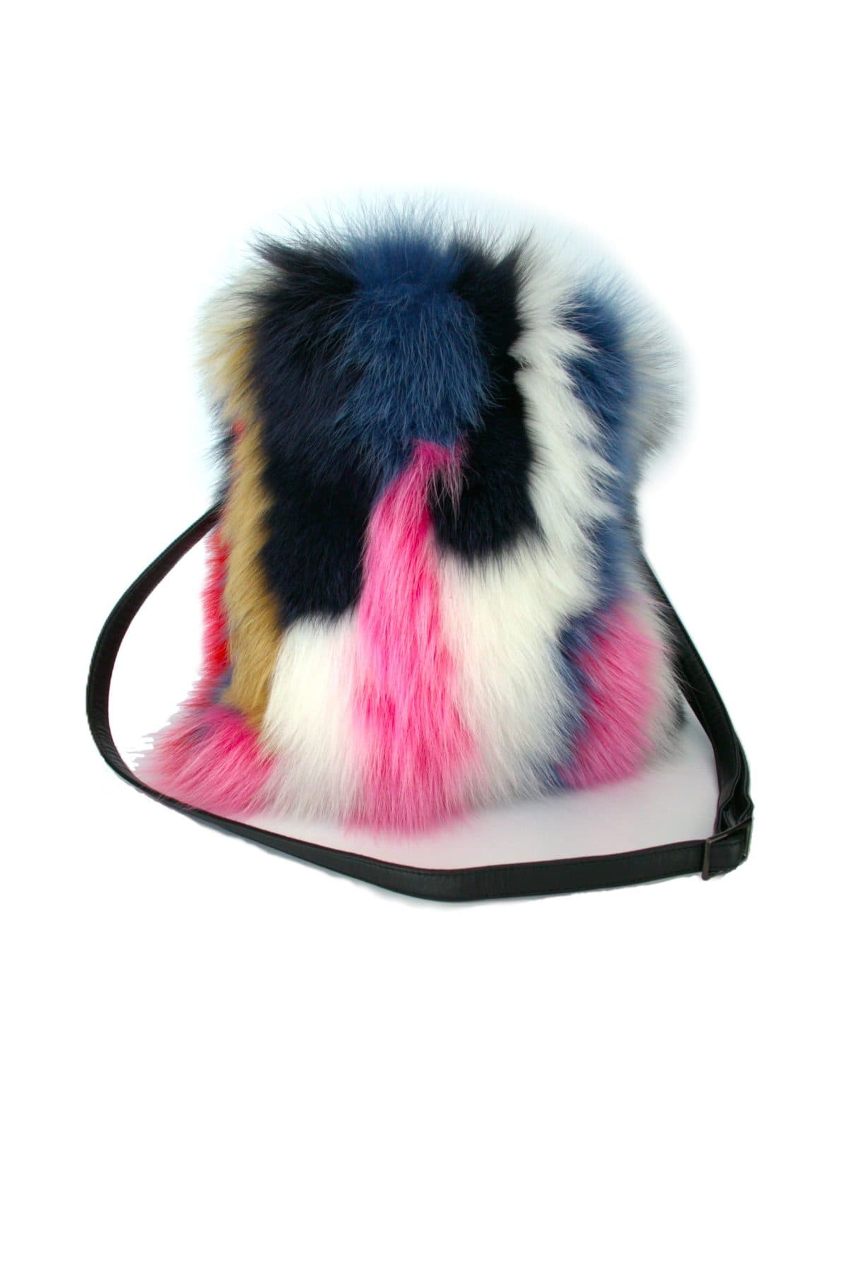 White & Multi-Colored Fox Crossbody Bag