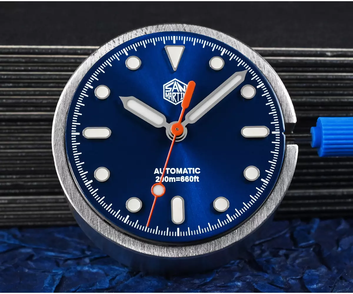 San Martin New SN044-G-B 38.8mm NH35 Original Design Upgrade Diver Watch Sunburst Enamel Dial Automatic Mechanical Waterproof 200m - thumbnail 7