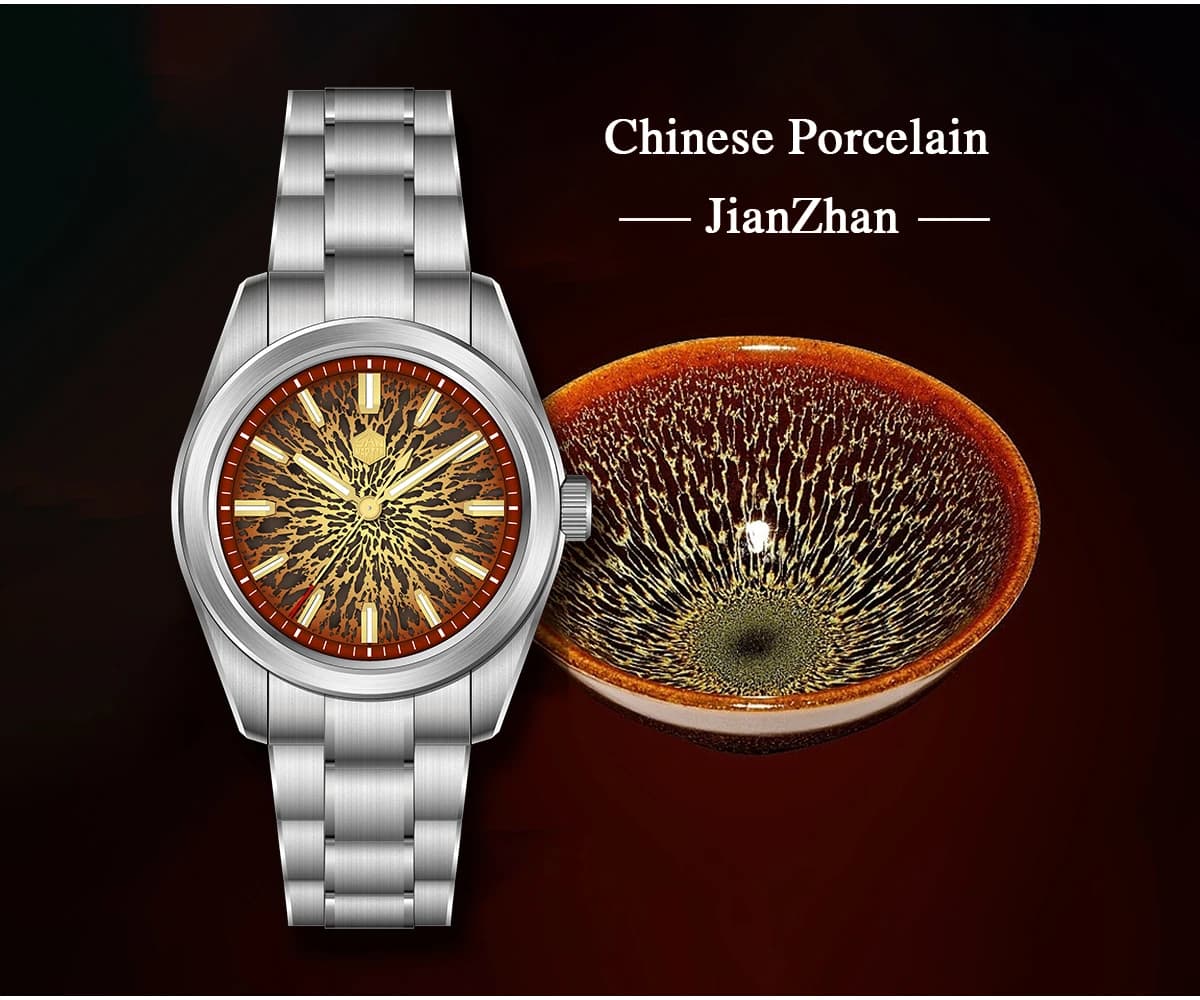 San Martin New SN0144-GX-5 39mm Luxury Men’s Business Dress Watch 9015 Automatic Mechanical Waterproof 100m Luminous JIAN ZHAN Porcelain Pattern - thumbnail 2