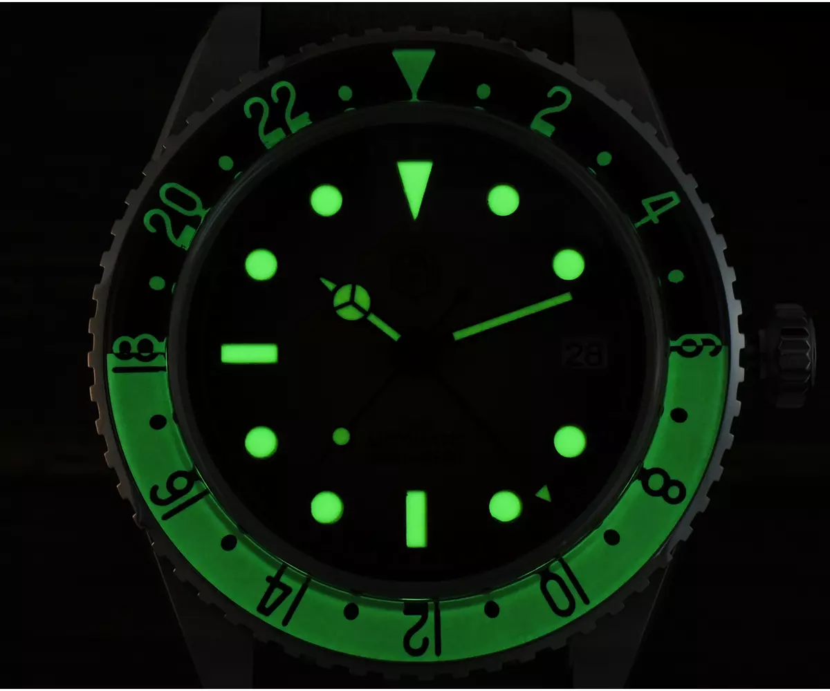 San Martin Watches New SN0134-G1 40mm NH34 Movement GMT Mechanical Watch C3 Lume Gradient Dial 200M Water Resistant - thumbnail 9