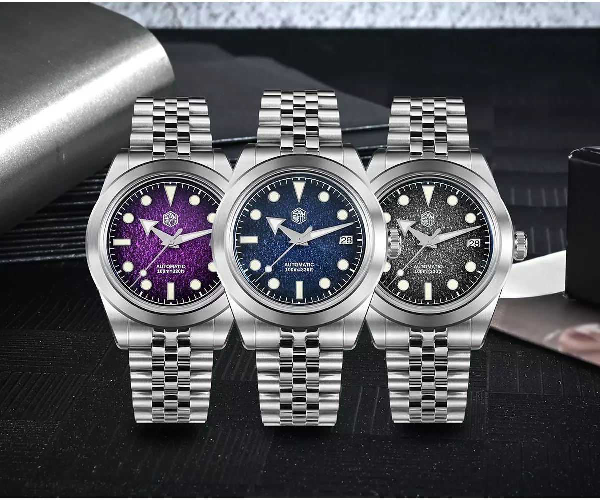 San Martin New SN0053-G2 39mm Diver Watch NH35 Automatic Mechanical Sapphire blue/purple/gray gradient dial