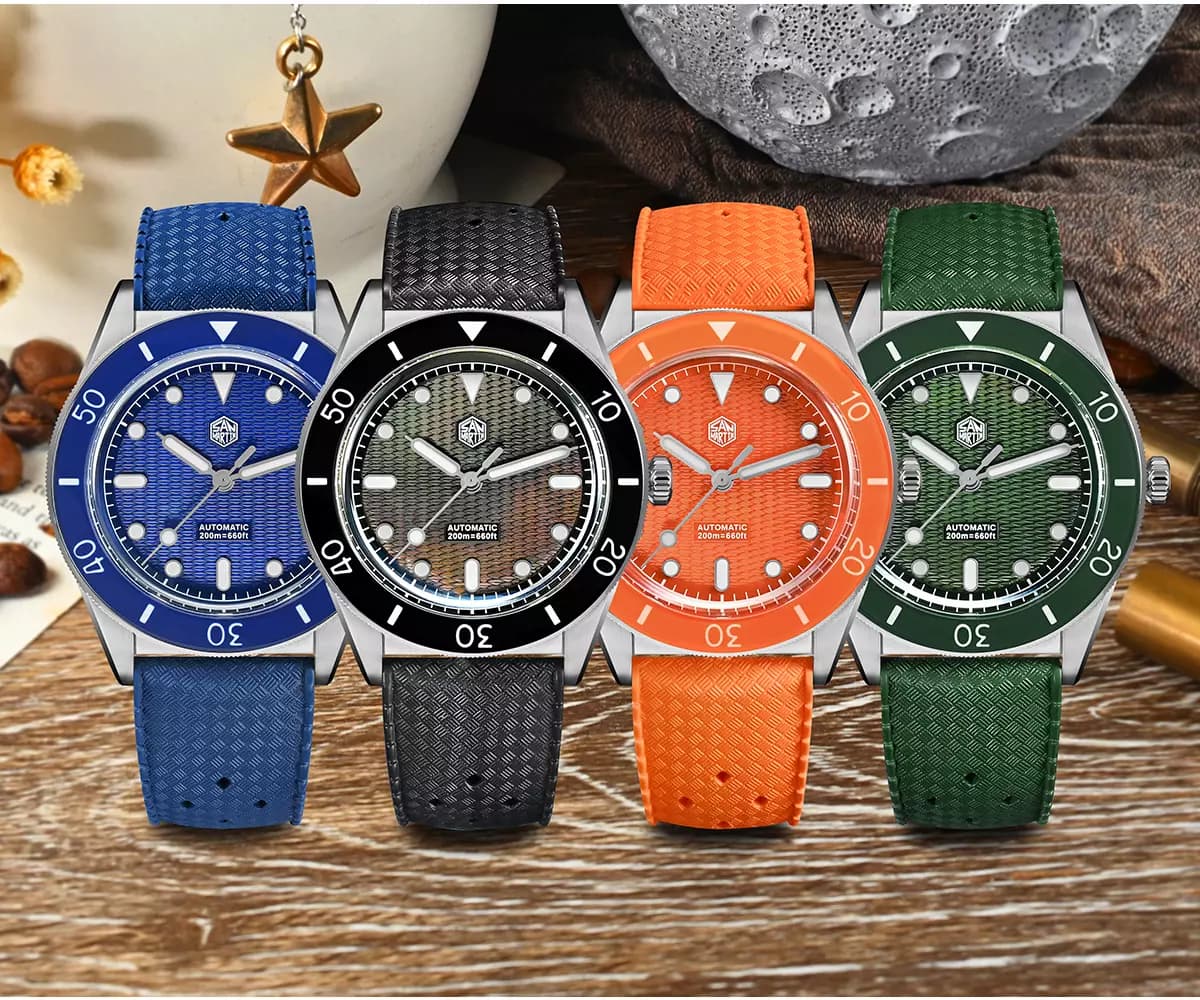 San Martin Watches New SN0151-GL 39mm Original Design Dive Watch Automatic Mechanical Miyota 90S5 Waterproof 200m wave texture MOP dial BGW-X1 Luminous