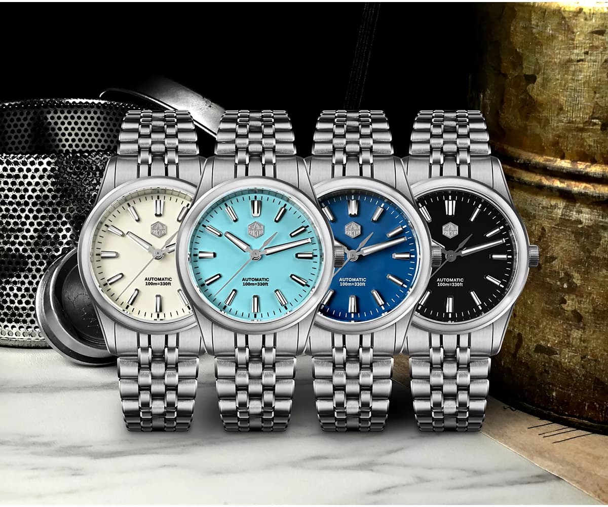 San Martin New SN0144-CGS 36mm Luxury Men’s Business Dress Watch 90S5 Automatic Mechanical Waterproof 100m Luminous Enamel Dial