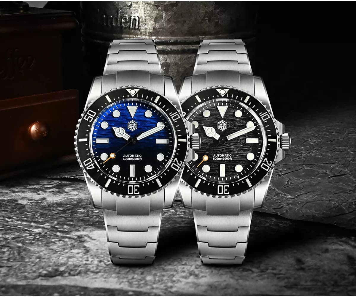 San Martin New SN0126-GL 42mm Diver Watch 600M waterproof Mercedes Hands Miyota 90S5 Automatic Mechanical Sapphire BGW-X1 Lume Gradient Dial helium valve