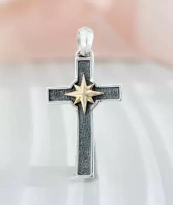 Sterling Silver Compass Cross Pendant