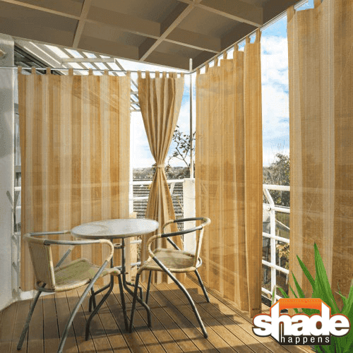 SHADE HAPPENS Deluxe Outdoor Curtains | Tan, 4’6″ x 7’6″