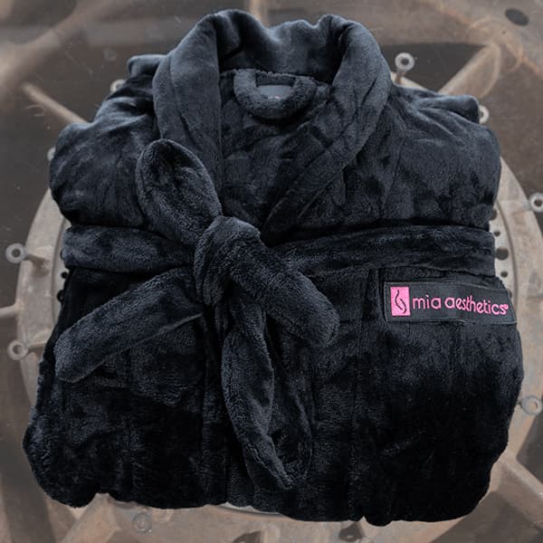 Mia Aesthetics Long Plush Robe – Black - thumbnail 2