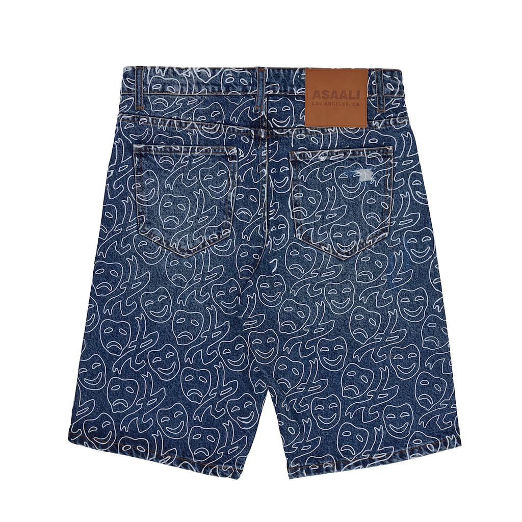Monogram All Over Print Denim Shorts - thumbnail 2