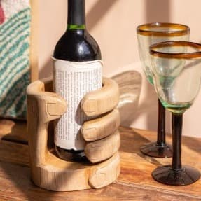 Wooden Hand Bottle Holder
