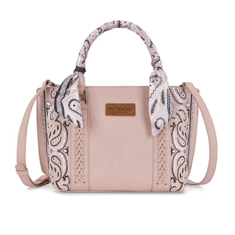 Wrangler Braided Pink Paisley Bandana Tote Bag
