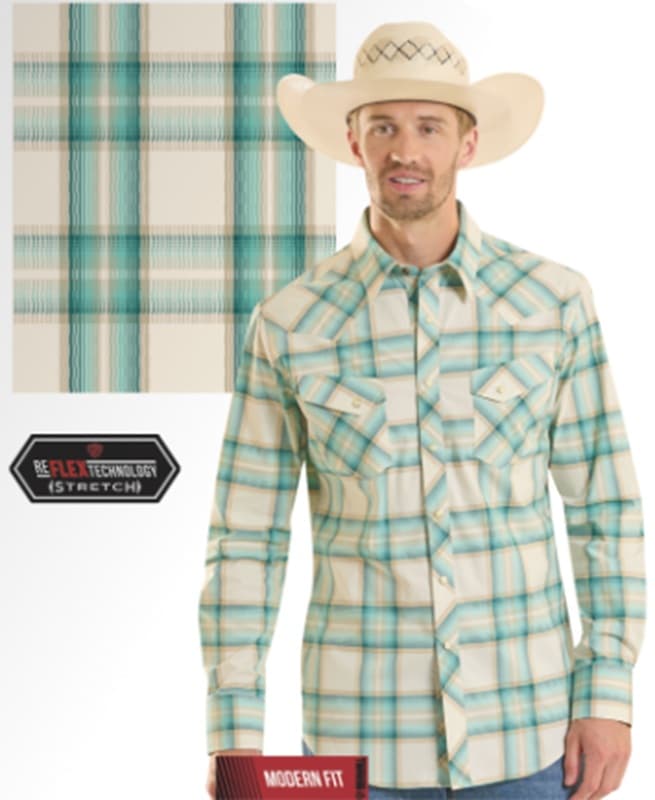 Rock n Roll Men’s LS Classic Turquoise Plaid Shirt