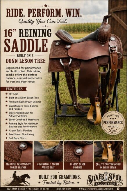 Silver Spur Custom 16″ Reining Saddle on Donn Leson Tree