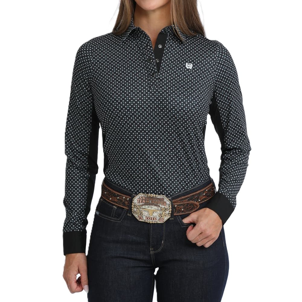 CINCH Women’s L/S Hybrid Snap Shirt – Black/Multi – MSK7917004