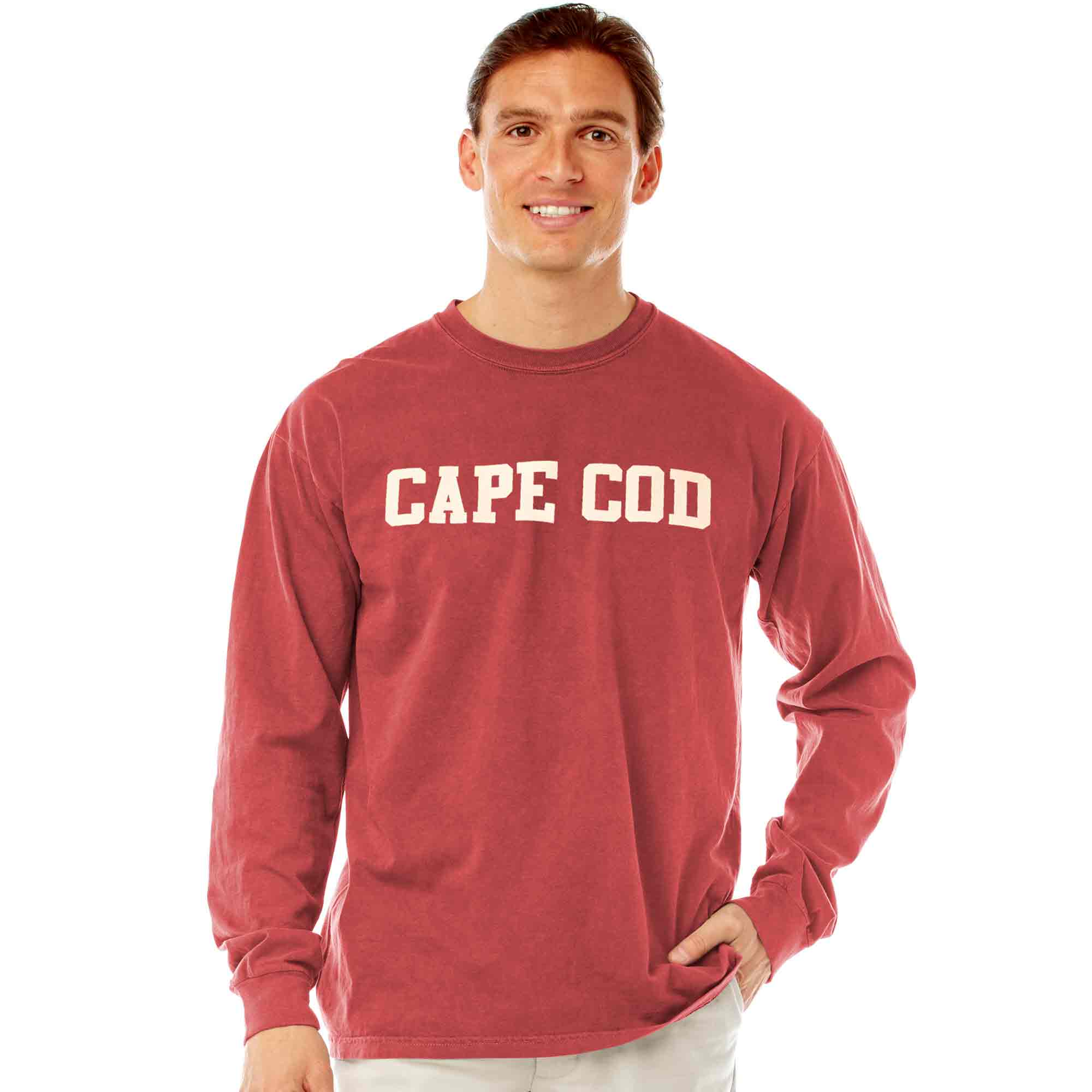 CRIMSON CAPE COD BLOCK LETTER LONG SLEEVE T-SHIRT