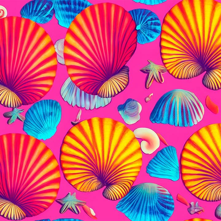 Neon Shells Print