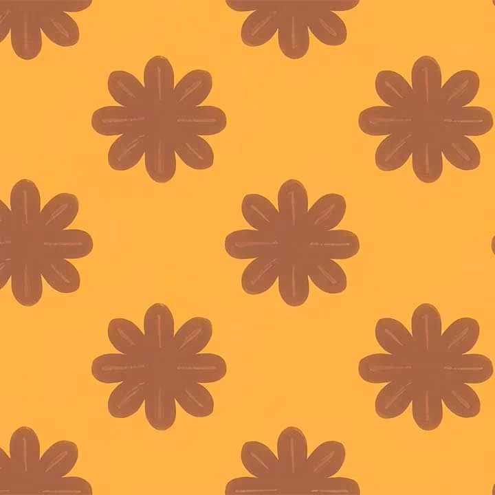 Simple Floral Orange Brown Print