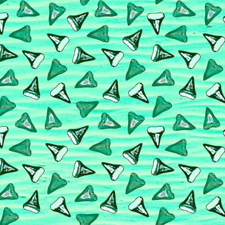 Shark Tooth Turquoise Pattern Print