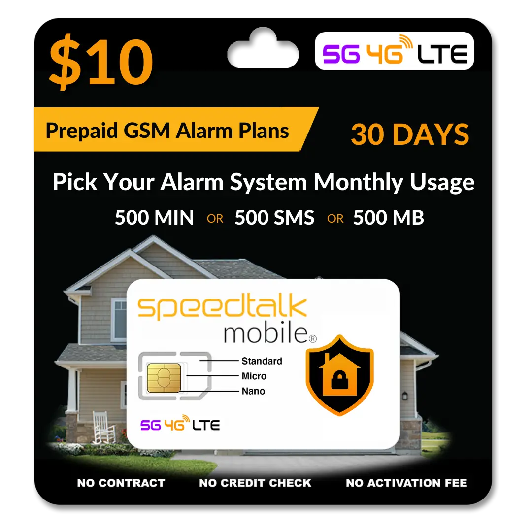 $10 A Month Prepaid GSM Alarm Systems Sim Card