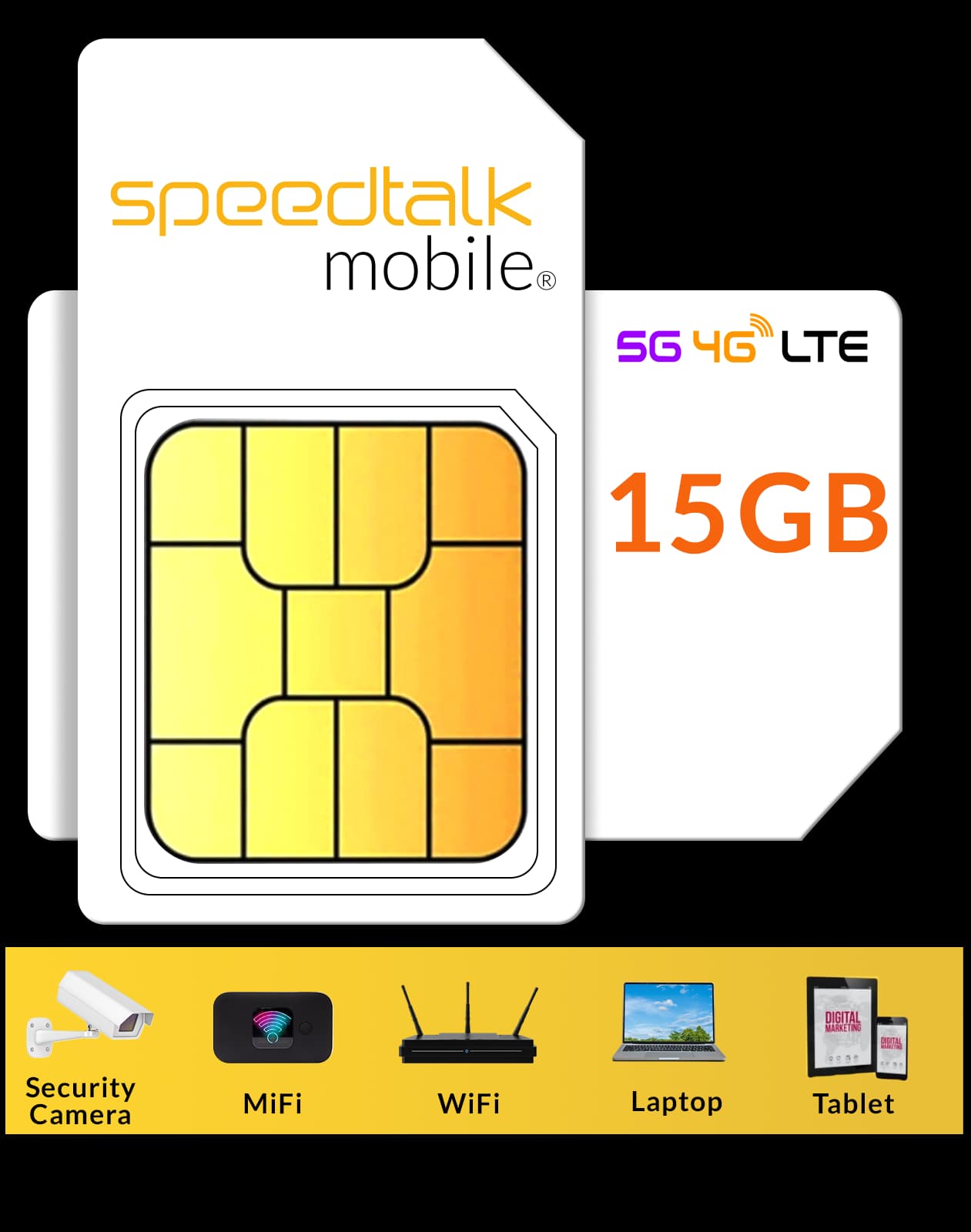 $45 Data Only 15GB SIM Card for Broadband Devices 30-Day Wireless Service