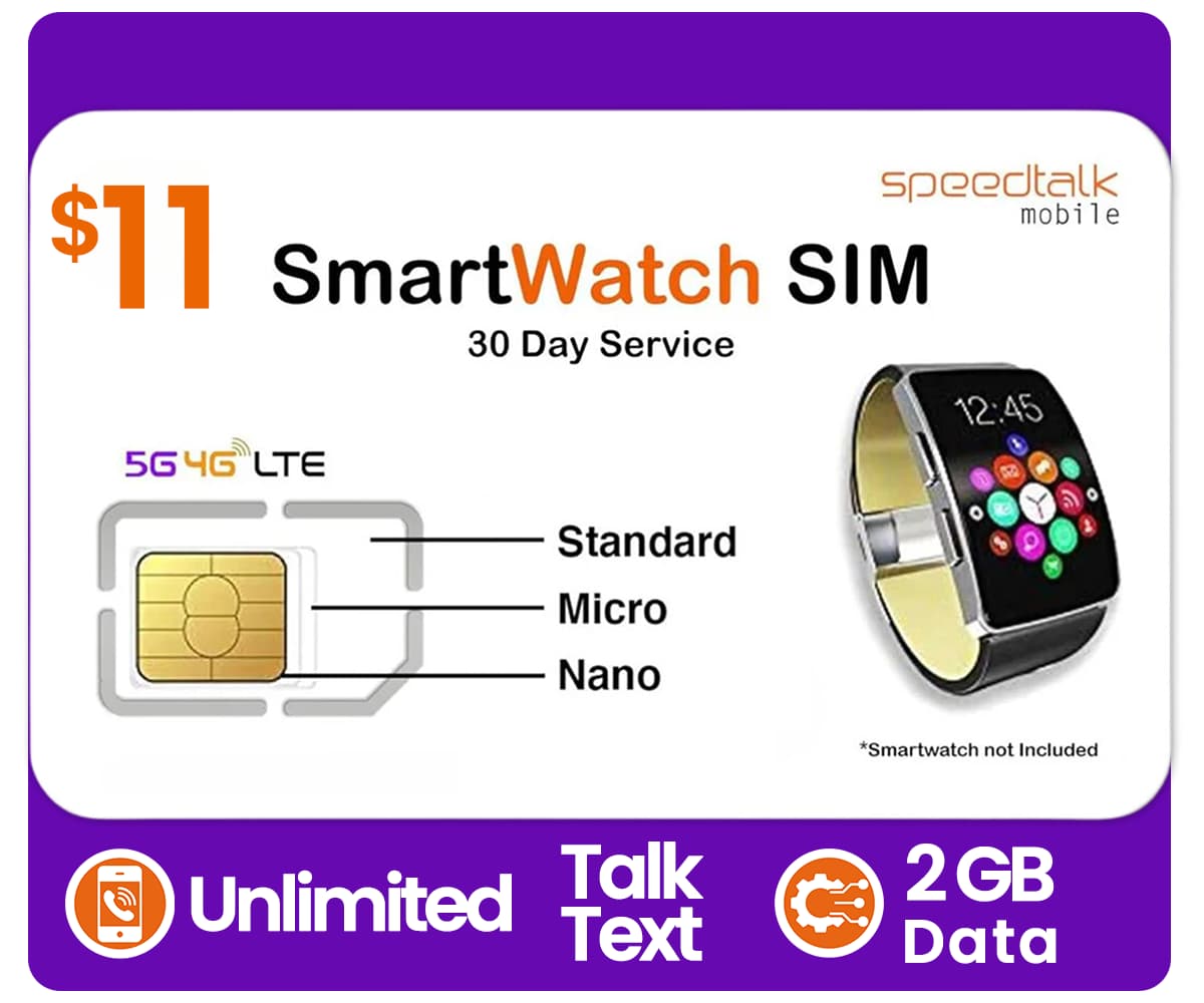 $11 A Month Prepaid Smart Watch SIM Card for GSM Smart Watches and Wearable Devices