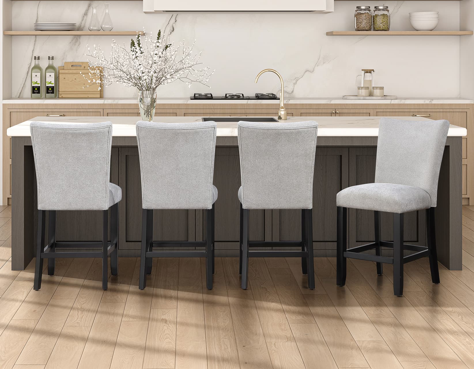 Artemis 24″ Counter Stool, Gray Chenille - thumbnail 7