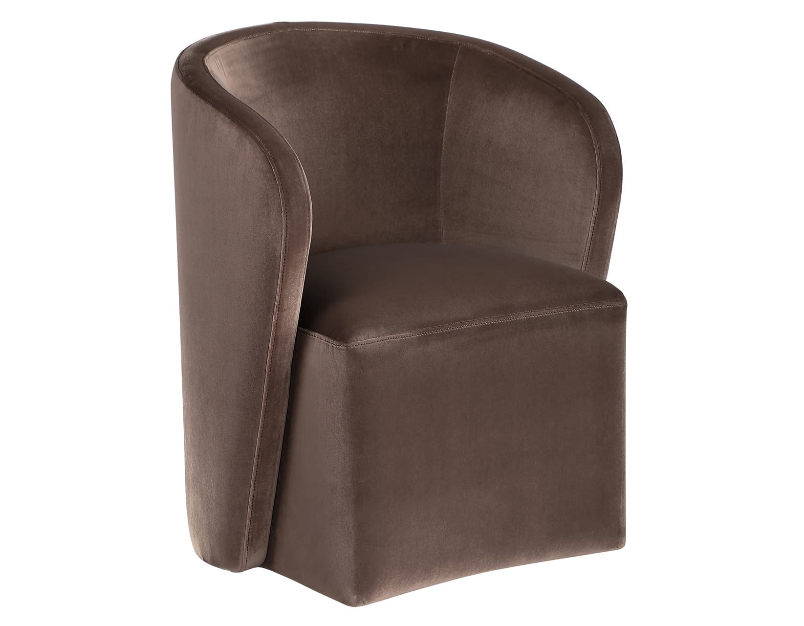 Annie Chocolate Velvet Barrel Chair w/Casters - thumbnail 3