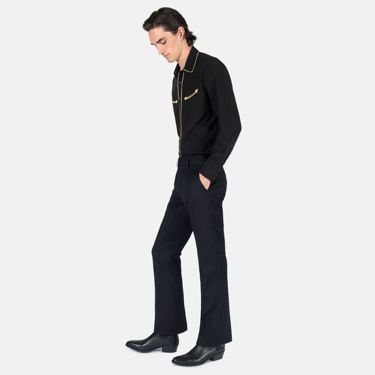 Jones – Black – Slim Fit Flare Pants - thumbnail 3