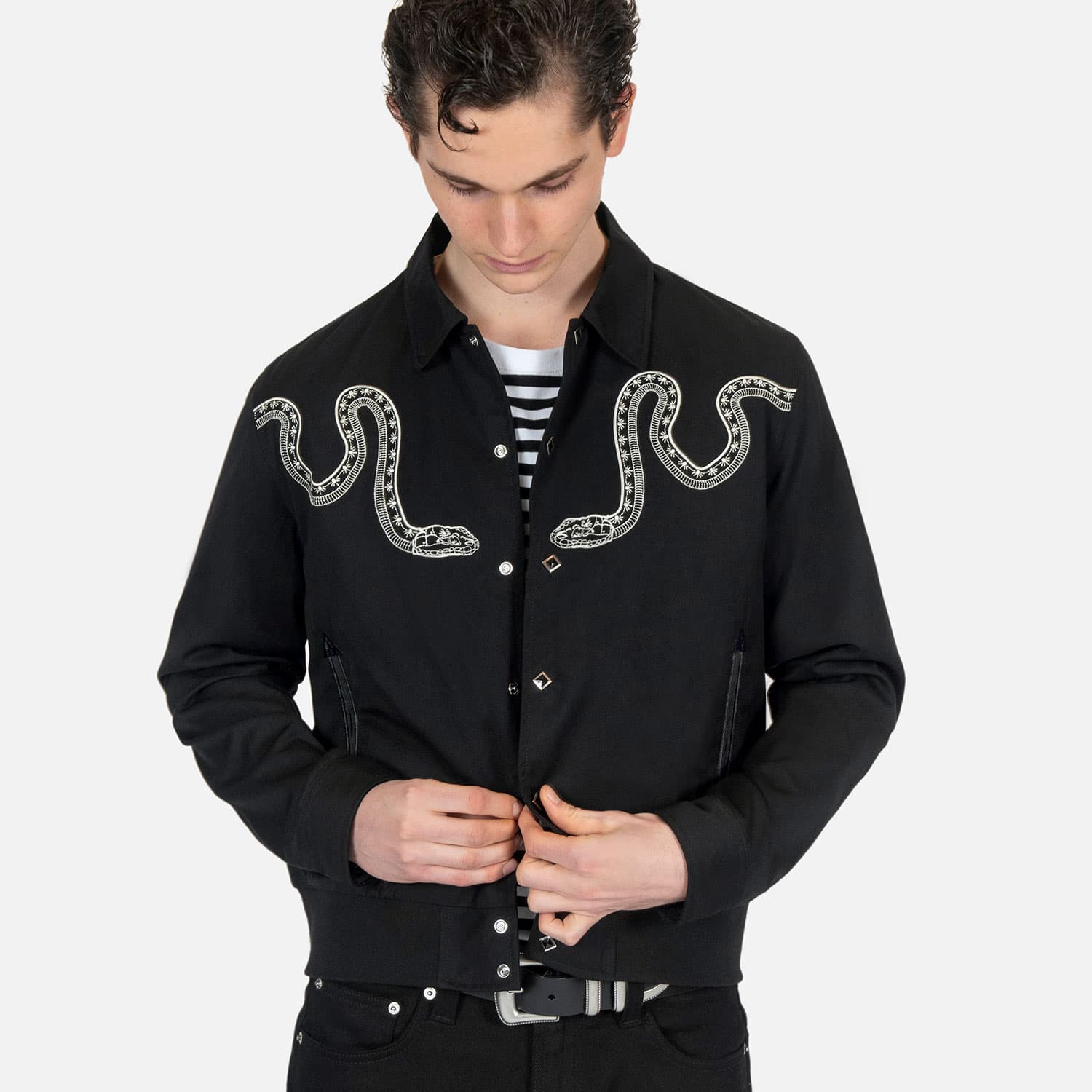 Setting Son – Embroidered Snake Gabardine Jacket - thumbnail 4