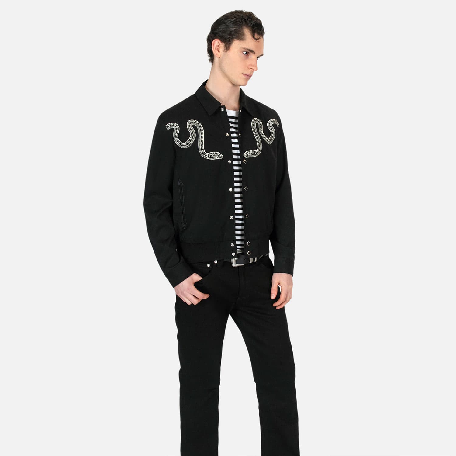Setting Son – Embroidered Snake Gabardine Jacket - thumbnail 3