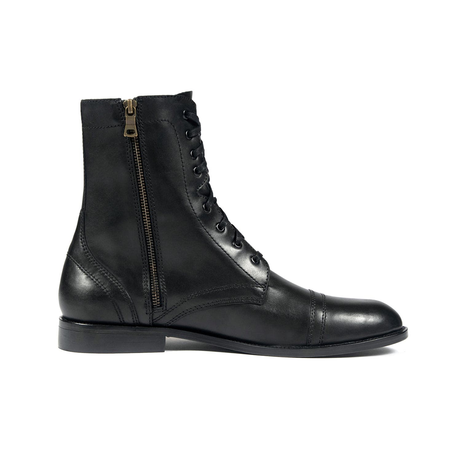 Division – Wide Width – Black and Brass Leather Combat Boots