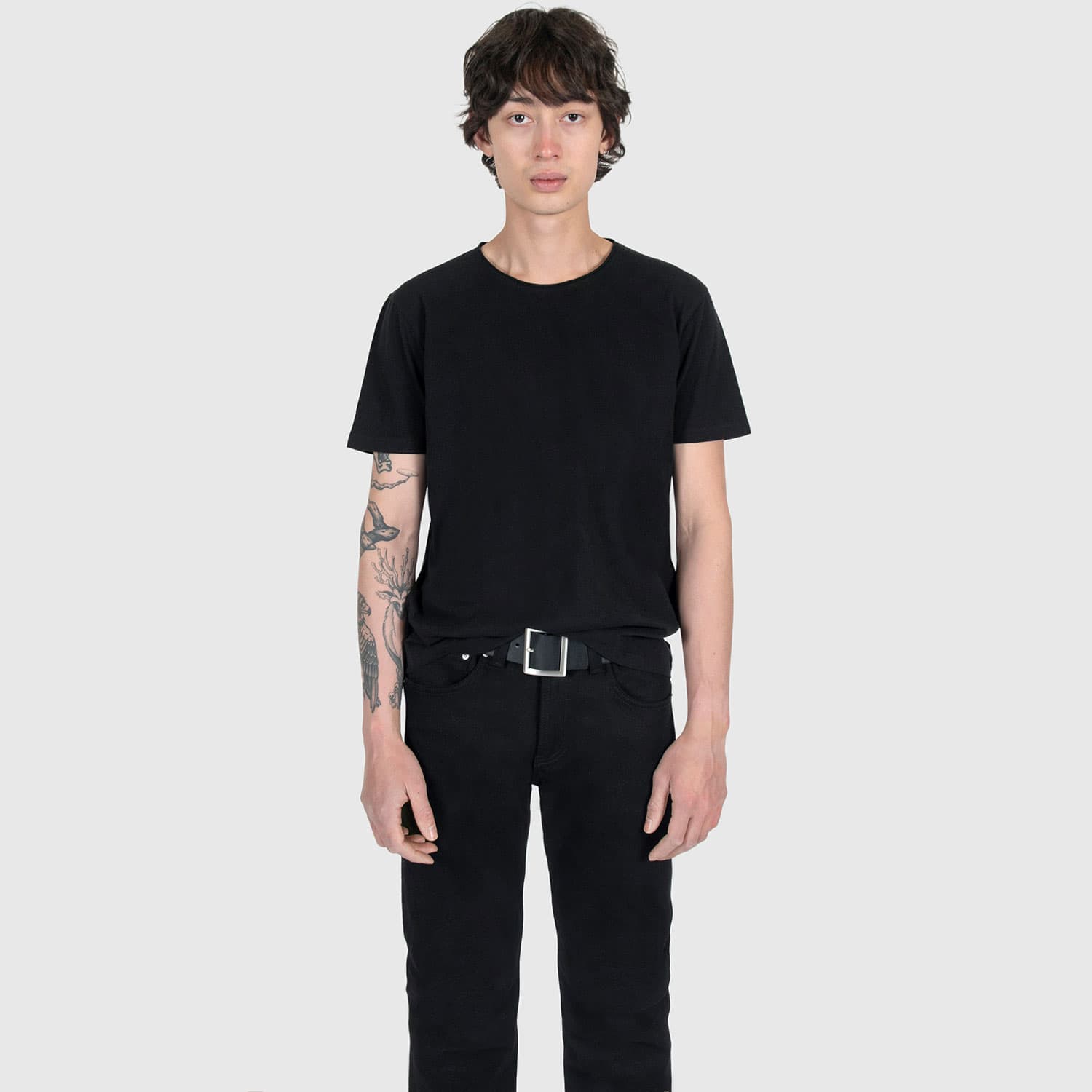 Dodge – Black Cotton T-Shirt with Raw Neck - thumbnail 2