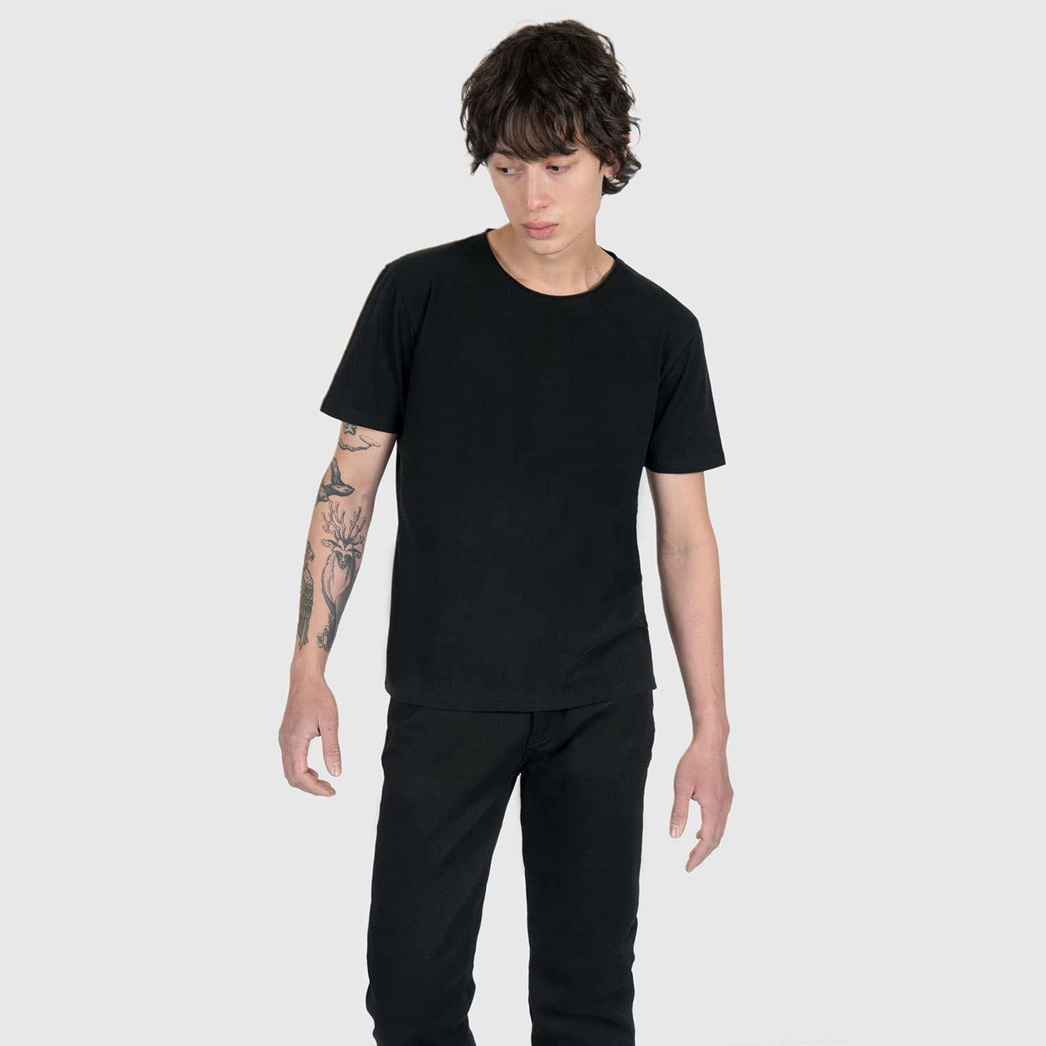 Dodge – Black Cotton T-Shirt with Raw Neck - thumbnail 5