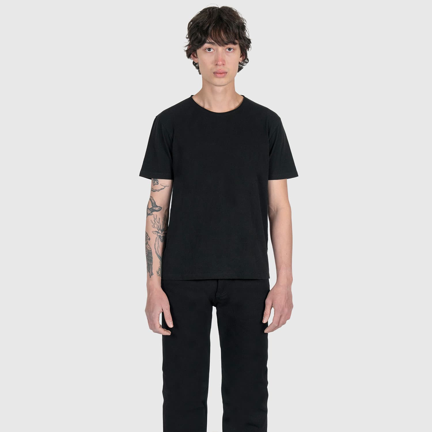 Dodge – Black Cotton T-Shirt with Raw Neck - thumbnail 6